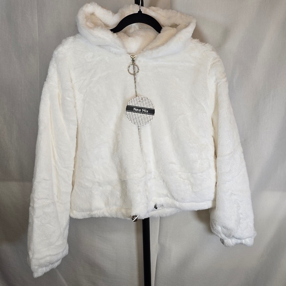 White Furry Hoodie Jacket - Picture 1 of 3